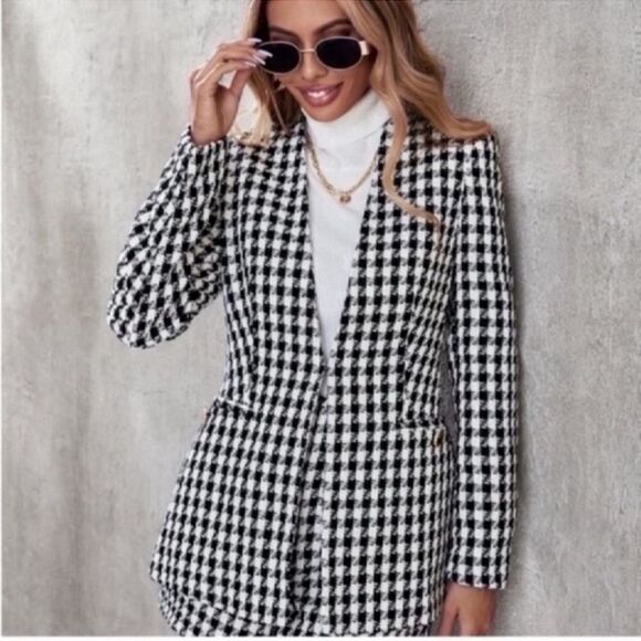 New Print Open Front Tweed Blazer Size  XS - Picture 5 of 11